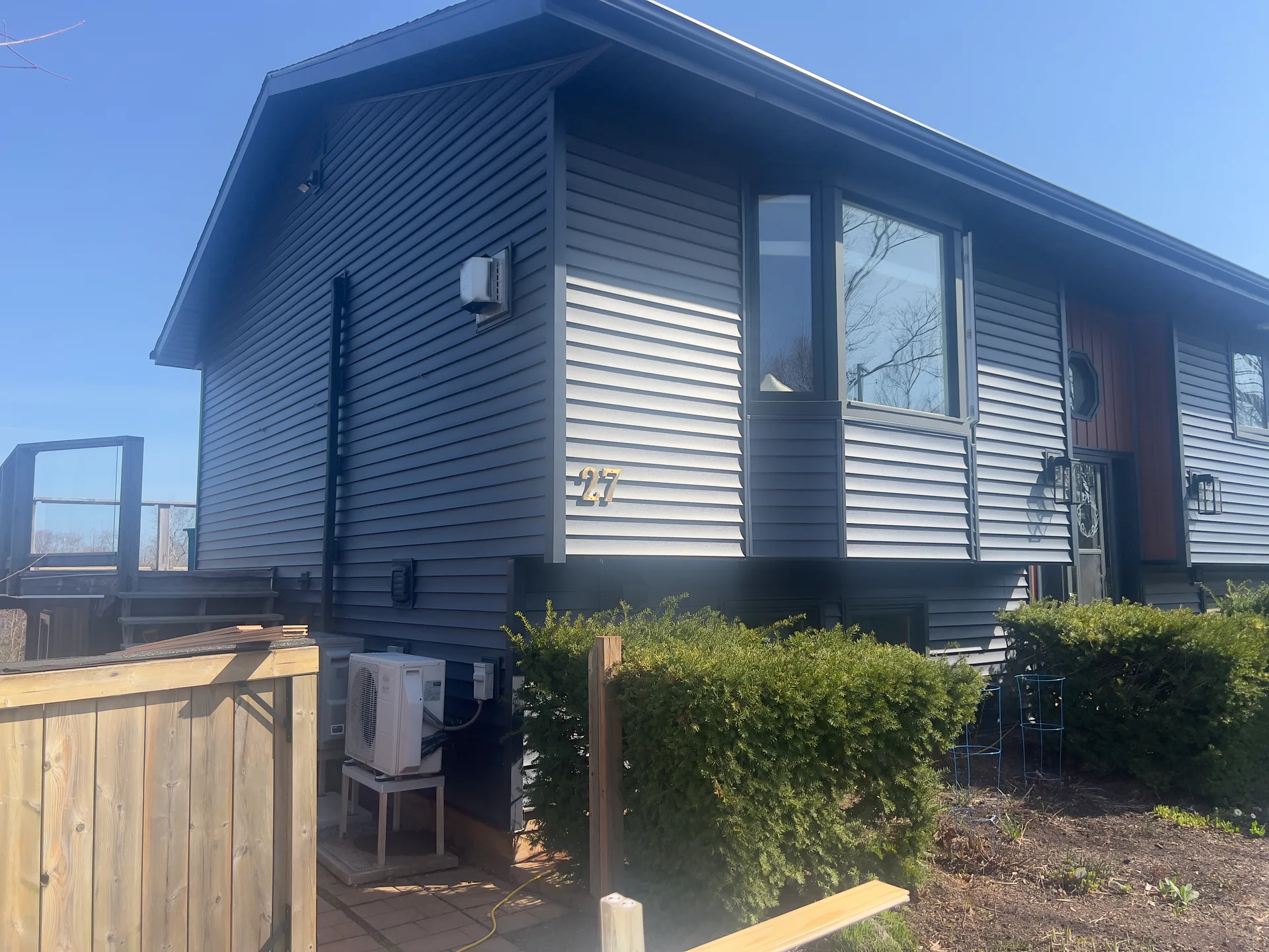 Blue exterior siding